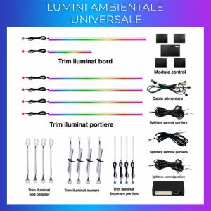 Lumini ambientale universale benzi albe tub model Bmw 18 lumini 64 culori control din telefon
