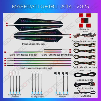 Lumini ambientale Maserati Ghibli  Quattroporte 2013-2022 set complet control telefon sau sistem original