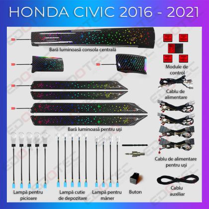 Honda Civic 2016-2021 hangulatvilágítás komplett telefonvezérlő szett vagy gyári rendszer