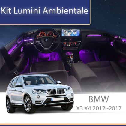 Lumini ambientale BMW X3 X4 (F25 F26) 2012 - 2017 model cu trimuri dedicat set complet control telefon sau sistem original
