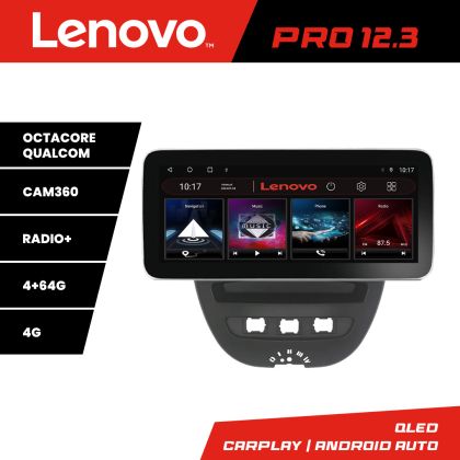 Navigáció Citroen C1 Peugeot 107 Toyota Aygo 2005-2014 Lenovo PRO 4+64 12,3 hüvelykes qled android 4G DSP gps internet KIT-C1
