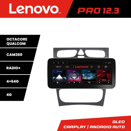 Navigáció Mercedes C W203 2000-2004 K-clk Lenovo PRO 4+64 12,3 hüvelykes qled android 4G DSP gps internet Q