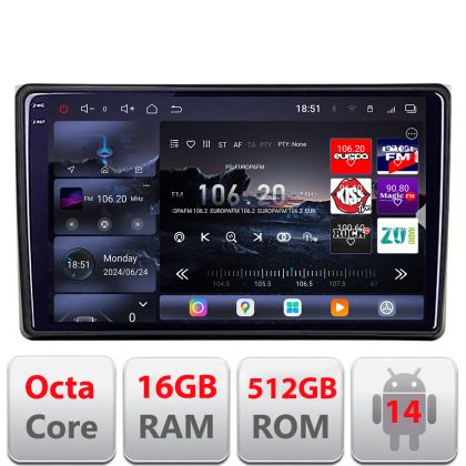Navigáció Audi A4 B6, A4 B7 2001-2007 Edotec Kit-050 8 magos QLED 2K 12+256GB 360 Android Waze USB Internet Navigáció Youtube Rádió