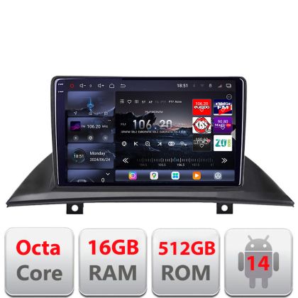 Navigáció BMW X3 2004-2012 Edotec Kit-083 8 magos QLED 2K 12+256GB 360 Android Waze USB Internet Navigáció Youtube Rádió