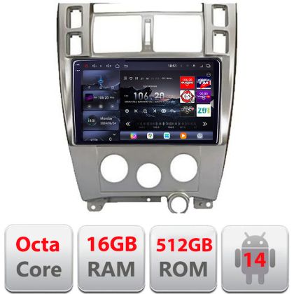 Navigáció Hyundai Tucson 2004-2009 Edotec Kit-1001 8 magos QLED 2K 12+256GB 360 Android Waze USB Internet Navigáció Youtube Rádió