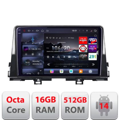 Navigatie Kia Picanto 2016- Edotec Kit-2217 8 core QLED 2K 16+512GB 360 Android Waze USB Navigatie Internet Youtube Radio
