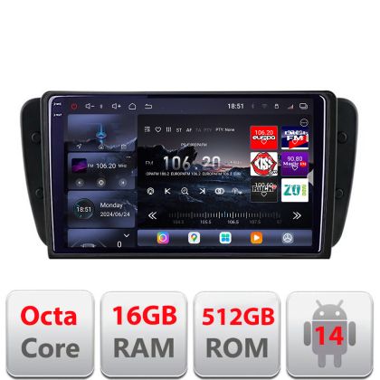 Navigáció Seat Ibiza 2008-2014 Edotec Kit-246 8 magos QLED 2K 12+256GB 360 Android Waze USB Internet Navigáció Youtube Rádió