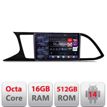 Navigáció Seat Leon 2013-2019 MIB Edotec Kit-306 8 magos QLED 2K 12+256GB 360 Android Waze USB Internet Navigáció Youtube Rádió