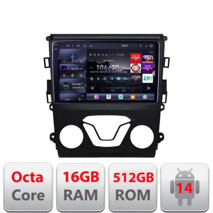 Navigáció Ford Mondeo 2013-2020 Edotec Kit-377 8 magos QLED 2K 12+256GB 360 Android Waze USB Internet Navigáció Youtube Rádió