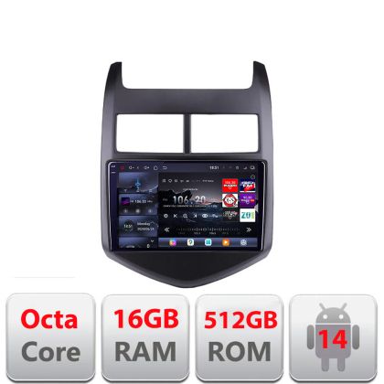 Navigatie Chevrolet Aveo 2010-2013 Edotec Kit-AVEO10 8 core QLED 2K 16+512GB 360 Android Waze USB Navigatie Internet Youtube Radio