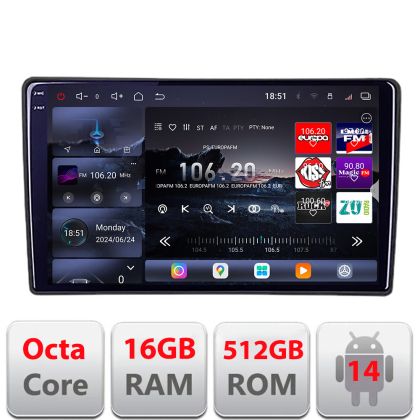 Navigáció Citroen Berlingo 2008-2018 Edotec Kit-berlingo 8 magos QLED 2K 12+256GB 360 Android Waze USB Internet Navigáció Youtube Rádió