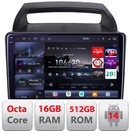 Navigatie Kia Carnival 2006-2014 Android radio gps internet 8 core QLED 2K 16+512GB 360 Edotec