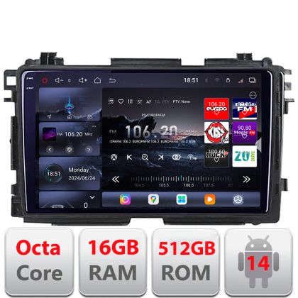 Navigáció Honda HR-V 2013-2018 Android rádió gps internet 8 magos QLED 2K 12+256GB 360 Edotec