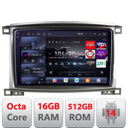 Toyota Land Cruiser L100 2002-2008 navigáció Edotec Kit-L100 8 magos QLED 2K 12+256GB 360 Android Waze USB internet navigáció Youtube rádió v1