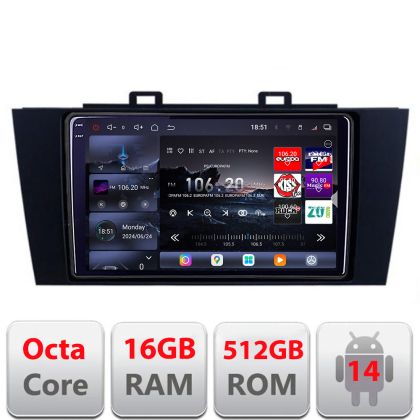Navigáció Subaru Outback 2014-2019 vagy Subaru XV 2017-2018 Edotec Kit-OUTBACK5 8 magos QLED 2K 12+256GB 360 Android Waze USB Internet Navigáció Youtube Rádió