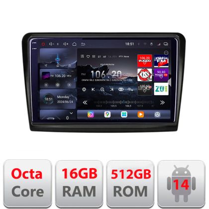 Navigatie Skoda Superb 2 2009-2015 Edotec Kit-SUPERB2 8 core QLED 2K 16+512GB 360 Android Waze USB Navigatie Internet Youtube Radio