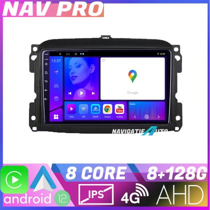 Navigáció Fiat 500 2015 2021 KIT 500new EDOTEC-LITE Android képernyő 720P Octa Core 8 128 Carplay