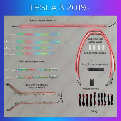 Tesla Model 3 2019-2020 hangulatvilágítás komplett telefonvezérlő szett