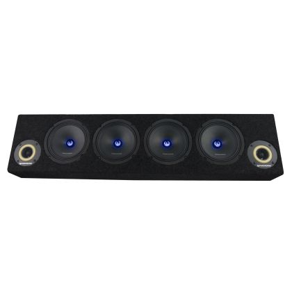Phoenix Gold megvilágított hangszóródoboz, 1700 W SPL kimenet, 2 x 4 OHM, 4 db középsugárzó, 2 db professzionális audio magassugárzó