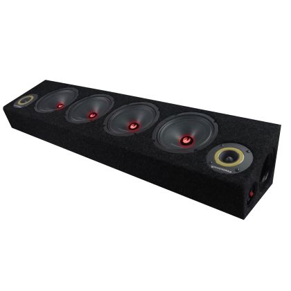 Phoenix Gold megvilágított hangszóródoboz, 1700 W SPL kimenet, 2 x 4 OHM, 4 db középsugárzó, 2 db professzionális audio magassugárzó