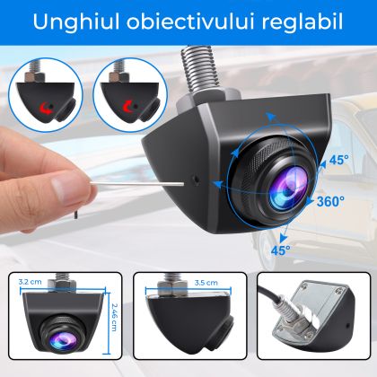 Camera Spate AHD 720P CVBS Night Vision 12V IP68 Impermeabil 170 grade Fisheye Golden Lens Full HD