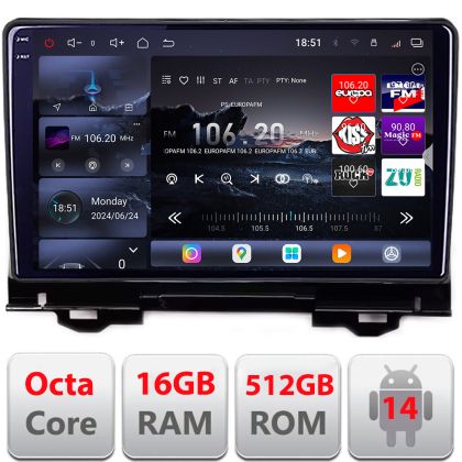 Navigáció Honda HR-V 2022- Qled 2K Octa Core 12+256GB LTE 4G DSP Wifi 5Ghz android auto carplay rádió gps internet kit-hr-v2022+EDT-E810-2K