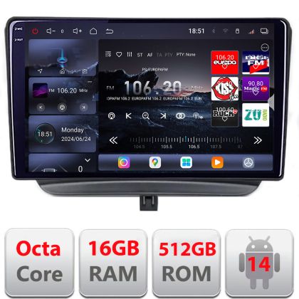 Navigáció Ford Turneo Courier Transit Courier 2014-2021 Qled 2K Octa Core 12+256GB LTE 4G DSP Wifi 5Ghz android auto carplay rádió gps internet készlet - Turneo+EDT-E809-2K