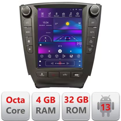 Navigáció Lexus IS 2005-2012 Edonav Tesla Qled 9.7", Octacore, 4G RAM, 32Gb, 4G, DSP, Carplay, Android Auto, 360, optikai kábel, koaxiális, Bluetooth