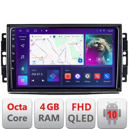 Navigáció Chrysler Jeep B-202 Android Kijelző QLED Octa Core 4+64 CarPlay Android Auto KIT-202+EDT-E310V3 v3