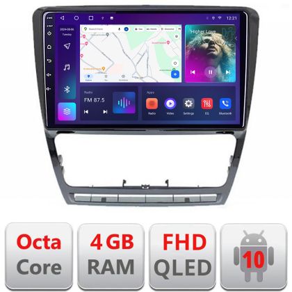Navigáció Skoda Octavia 2 2005-2013 B-005 Android Kijelző QLED Octa Core 4+64 CarPlay Android Auto KIT-005+EDT-E310V3