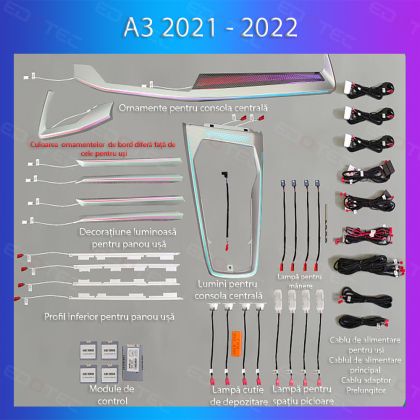 Audi A3 2021-2022 hangulatvilágítás komplett telefonvezérlő szett vagy gyári rendszer