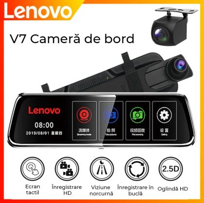 Tükör DVR kamerával Lenovo V7 9,66 hüvelykes képernyő 1080 elöl 1080p hátul Wifi holttérfigyelő Adas
