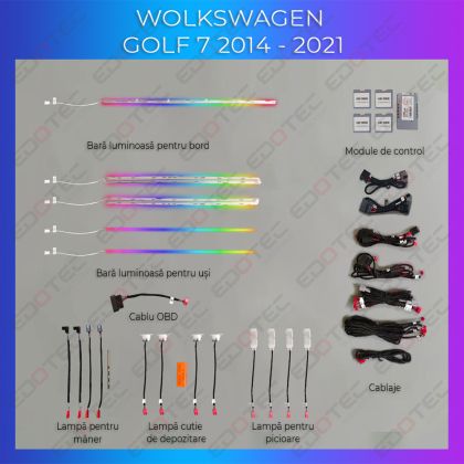 VW Golf 7 hangulatvilágítás, dedikált vezérlés az eredeti rendszerről vagy telefonról