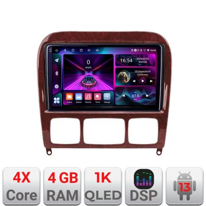 Navigáció Mercedes S osztály 1998-2005 A-220 4+64 InCell kijelző 1K Android Waze USB internet navigáció Youtube rádió