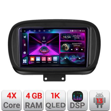 Navigáció Fiat 500 2014- A-539 4+64 InCell kijelző 1K Android Waze USB internet navigáció Youtube rádió