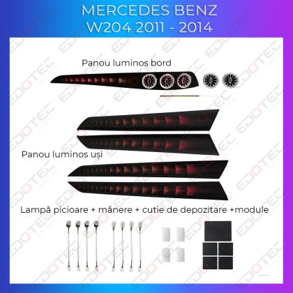 Lumini Ambientale Mercedes Benz W204 set complet cu trimuri control telefon sau sistem original