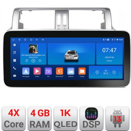 Navigatie Toyota Landcruiser J150 Prado 2014-2017 K-065 Edotec 4+64 12.3 inch Incell 1K android Wifi 5Ghz gps internet et GPS W