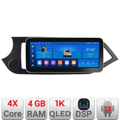 Navigáció Kia Picanto 2011-2015 K-217 Edotec 4+64 12.3 hüvelykes Incell 1K android Wifi 5Ghz gps internet