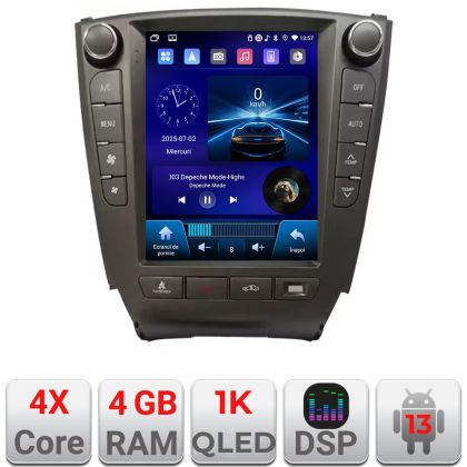 Navigáció Lexus IS 2005-2012 Edonav Tesla Qled 9.7", Négymagos processzor, 4 GB RAM, 64 GB HDD, DSP, Carplay, Android Auto, Bluetooth, Beépített kijelző 1K