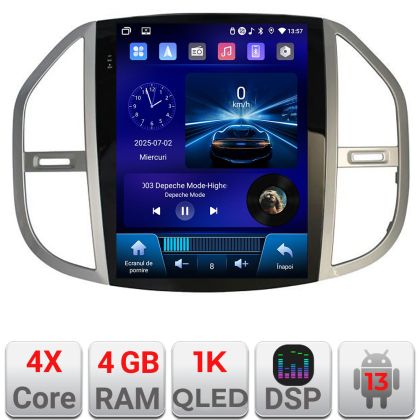 Navigatie Mercedes Vito 2016- tip tesla radio gps internet 4 Core carplay android auto 4+64 Incell Display kit-tesla-068+EDT-E220-RK