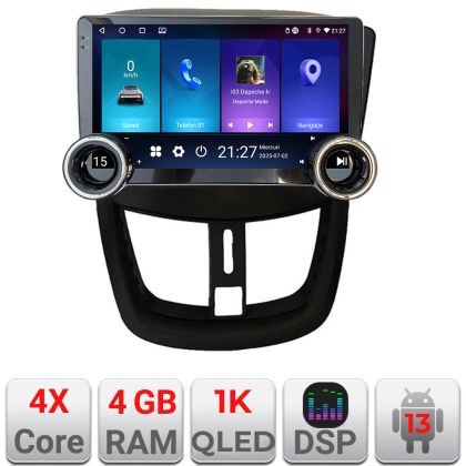 Navigáció Peugeot 207 Kit-PE01 Edotec 4+64 10.5 hüvelykes Incell 1K android Wifi 5Ghz gps internet