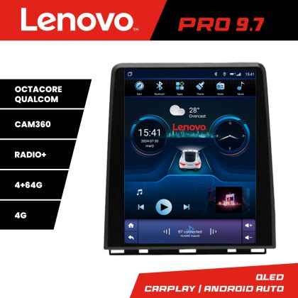 Dedikált navigáció Renault Clio 5 színes kijelző nélkül Lenovo Tesla Qled 9.7" Octacore 4G RAM 64G HDD 4G DSP Carplay Android Auto 360 kamerák Bluetooth