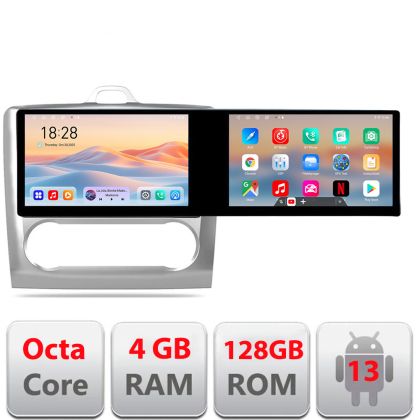 Navigáció Ford Focus automata klíma Kit-140-automata Edotec 2 képernyő 8 magos 4+128 21.6 hüvelykes Incell android Wifi 5Ghz gps internet