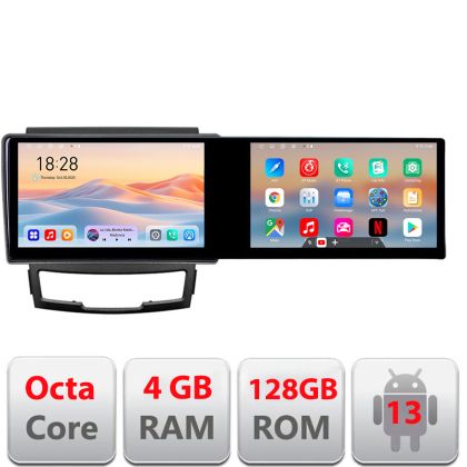 Ssangyong Korando navigáció 2011-2013 Kit-159 Edotec 2 képernyő 8 magos 4+128 21.6 hüvelykes Incell android Wifi 5Ghz gps internet