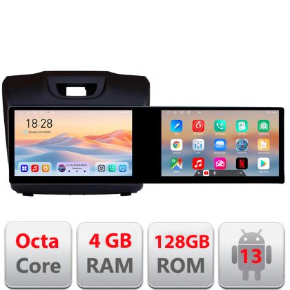 Navigáció Isuzu D-Max Kit-2234 Edotec 2 képernyő 8 magos 4+128 21.6 hüvelykes Incell android Wifi 5Ghz gps internet