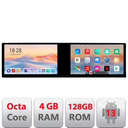 Univerzális 2din-2 navigáció Edotec 2 képernyő 8 magos 4+128 21,6 hüvelykes Incell android Wifi 5Ghz gps internet C