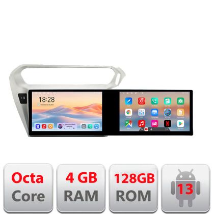 Navigáció Peugeot 301 Citroen Kit-Elisee Kit-301 Edotec 2 képernyő 8 magos 4+128 21.6 hüvelykes Incell android Wifi 5Ghz gps internet S v1