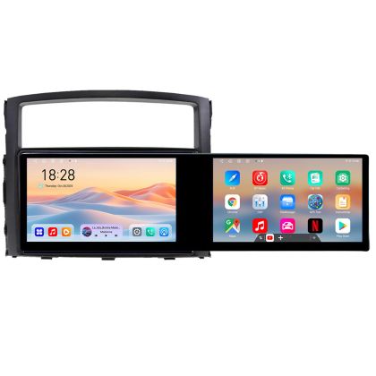 Navigáció Mitsubishi Pajero Kit-452 Edotec 2 képernyő 8 magos 4+128 21.6 hüvelykes Incell android Wifi 5Ghz gps internet