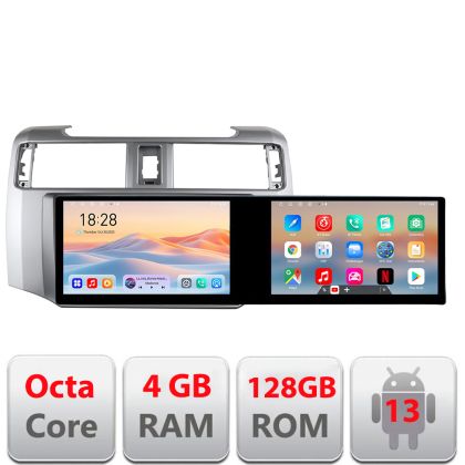 Navigáció Toyota 4runner 2009-2019 Edotec 2 képernyő 8 magos 4+128 21.6 hüvelykes Incell android Wifi 5Ghz gps internet KIT-4runner