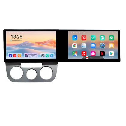 Navigáció VW Golf 5 2004-2010 manuális klíma Edotec 2 képernyő 8 magos 4+128 21.6 hüvelykes Incell android Wifi 5Ghz gps internet KIT-golf5-manuális